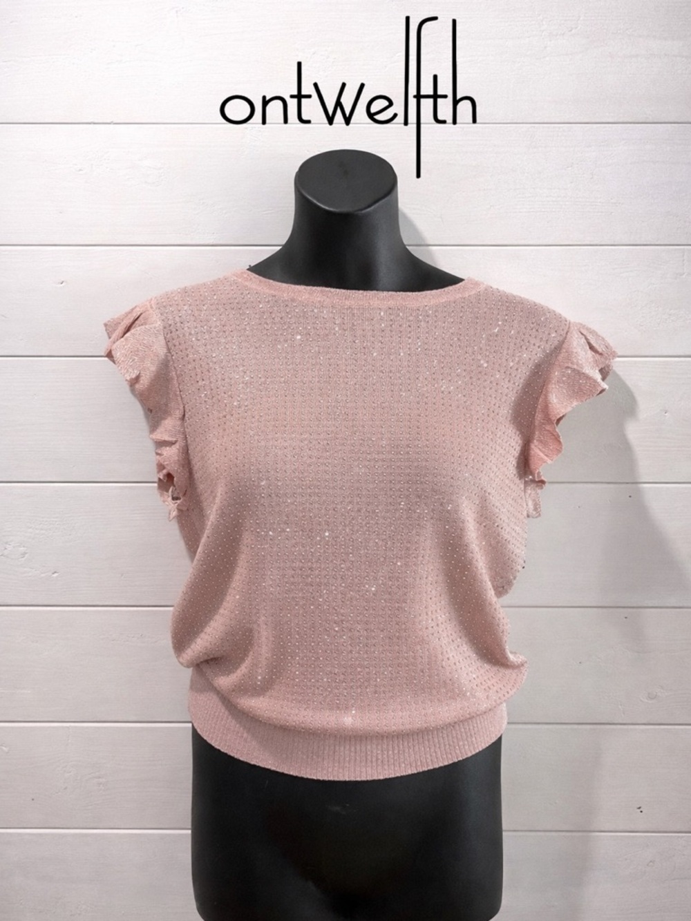 ONTWELFTH – Haut rose scintillant à volants – Taille XL